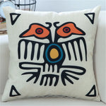 housse coussin imprimée moderne motifs géométriques bleu rouge noir 45x45cm