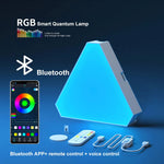 lampe led modulable hexagonale geometrique bleu blanc jaune contemporaine minimaliste fixee adhésive télécommande