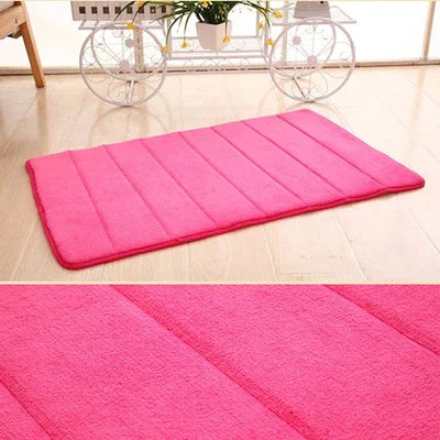 tapis antidérapant mousse mémoire forme absorption eau moderne uni doux vert rouge rose marron