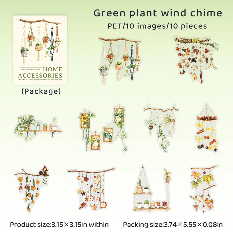 autocollants deco murales plantes cadres photo étoiles guirlandes chandeliers sacs main clips boho chic