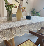 nappe table dentelle fleur vintage blanche beige romantique noël extérieur mariage festivité