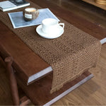 serviette table marron clair tissée motifs géométriques simple moderne rustique coton polyester maison cuisine