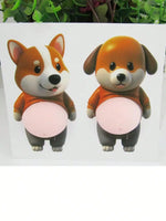 aimant réfrigérateur cartoon chien mignon tshirt orange pantalon gris ornement décoration enfant cadeau anniversaire