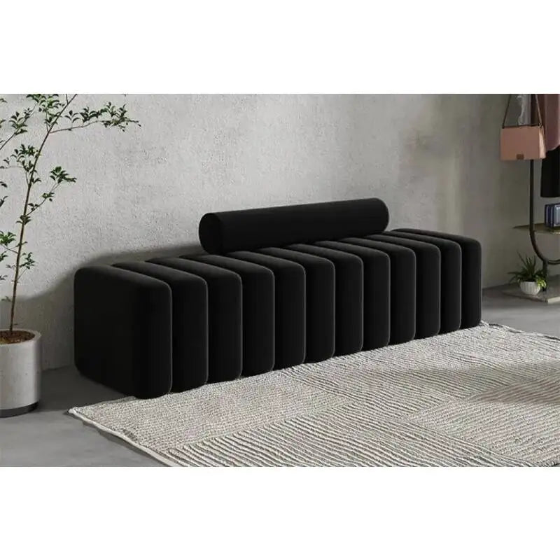 banc modulable velours orange noir blanc moderne salon confortable fixations invisibles coussins mobiles