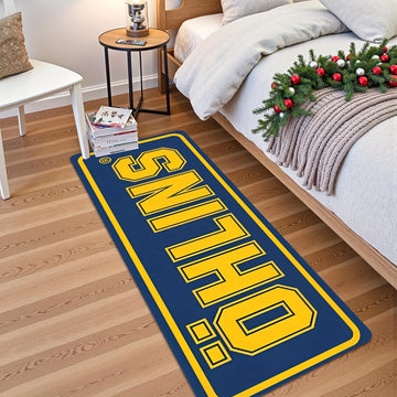 tapis bleu marine lettres öhlins antidérapant polyester moderne intérieur extérieur garage chambre salon