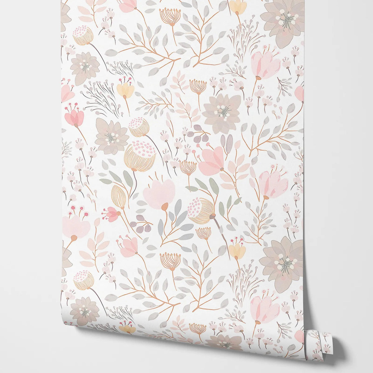 papier peint fleurs modernes autocollant chambre enfant rose blanc floral résistant humidité