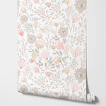 papier peint fleurs modernes autocollant chambre enfant rose blanc floral résistant humidité