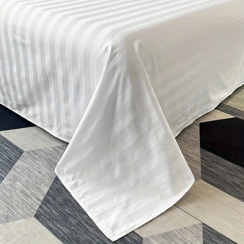 drap plat coton rayures horizontales blancs chambre classique confort lit élégant 100% coton geometrique