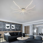 lustre moderne suspension ondulé pierre naturelle contemporain lumière blanche LED