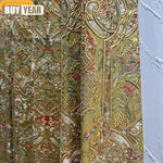 rideau opaques polyester floral classique vert olive doré rouge blanc français