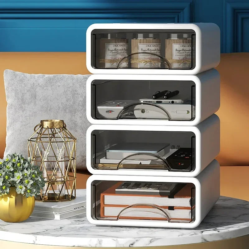 boîtes rangement transparentes modernes réutilisables blancs tiroirs anti poussière articles divers grande petite
