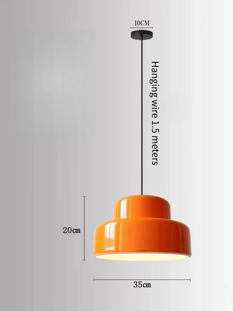 suspension lumineuse moderne deux abatjour orange noir rétro salon étude
