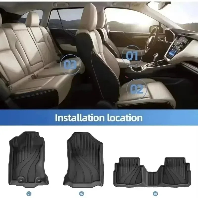 tapis sol voiture noir rayures horizontales moderne antidérapant waterproof clips inclusion full set
