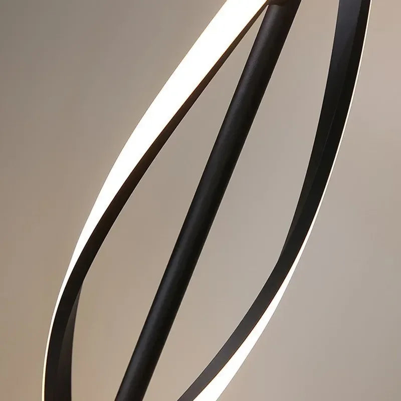 lampe sol moderne spirale noir blanc LED minimalist éclairage salle manger chambre