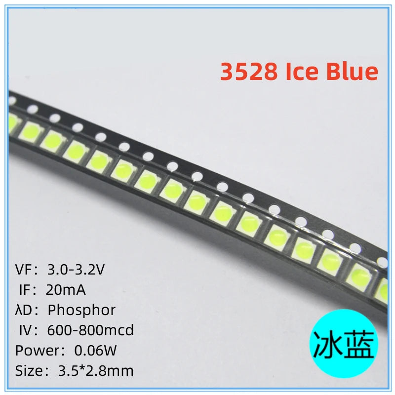 Diodes led smd 3528 blanc jaune rouge rose violet bleu vert 1210 pièces électronique