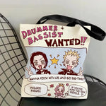 sac main blanc dessins humoristiques messages modernes réutilisable toile 16x40cm