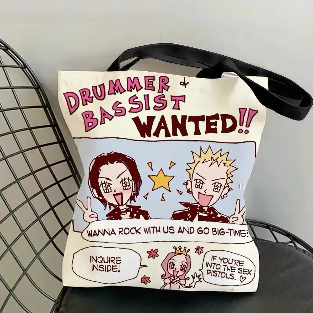 sac main blanc dessins humoristiques messages modernes réutilisable toile 16x40cm