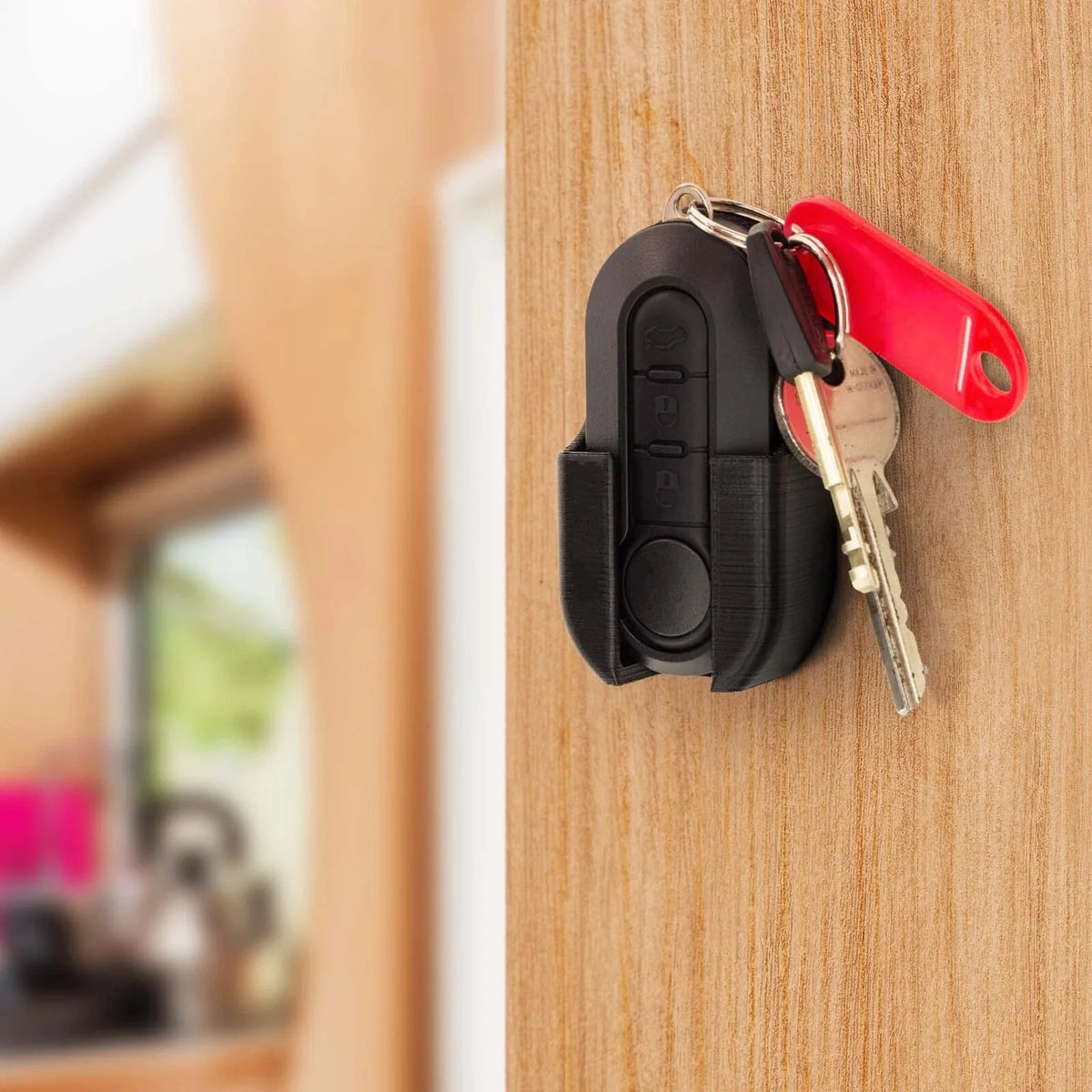 porte clés support mural 3d noir texturé minimaliste fixations trous camping car clés accessoire