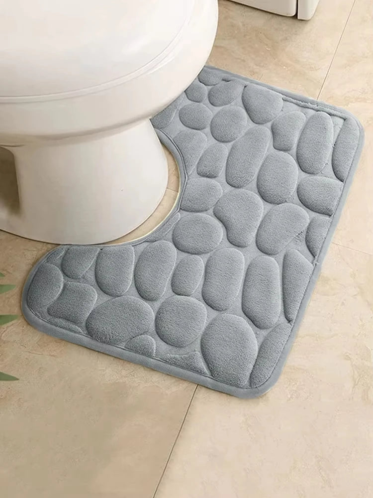 tapis bain doux gris foncé motifs pierres moderne 50cm longueur 40cm largeur absorbant eau