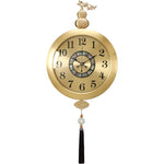 horloge murale or chinois moderne ornements fleurs arabes noirsOpaque