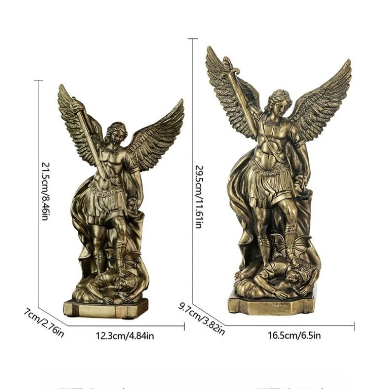statue saint michaël protection maison résine bronze doré religieux classique decoration autel gift chrétien