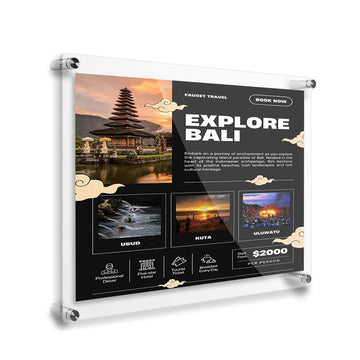 cadre photo mural plexiglas transparent moderne clips magnétiques vis plaque métal