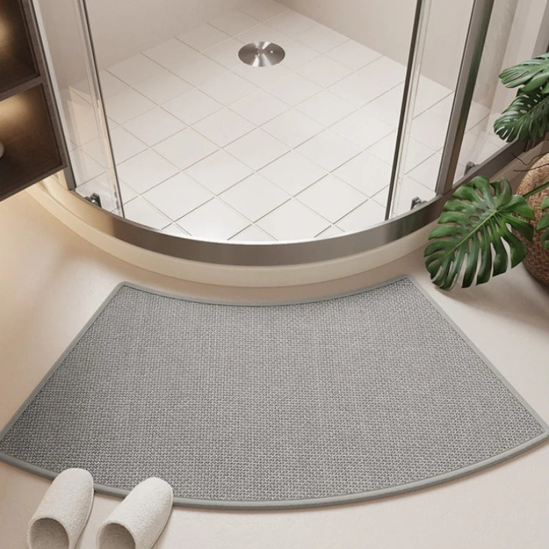 tapis bain antidérapant polyester absorbant rapide moderne beige gris intérieur porte salle bain cuisine