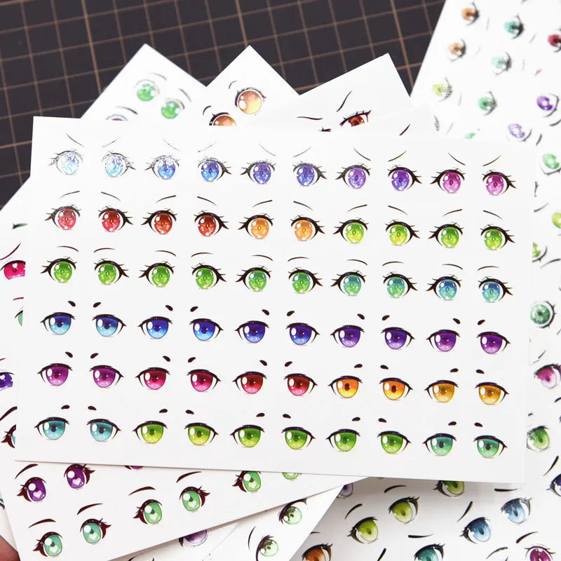 autocollants yeux stylisés multicolores dessin animé adhésifs argile polymère ultra légères diy bricolage travaux