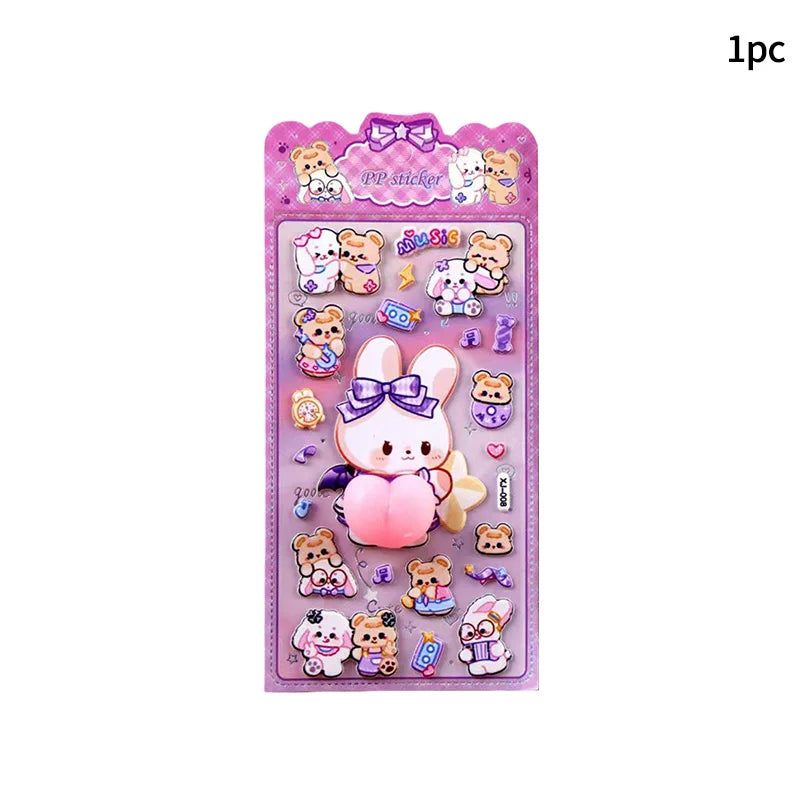 sticker 3d mignon dessins animaux multicolores anti stress scrapbooking coque téléphone portable guitar