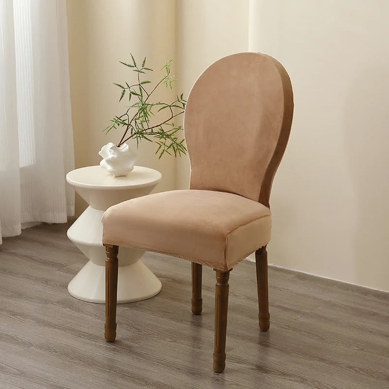 housse chaise moderne velours beige uni protection fauteuil mariage banquethôtel opaque