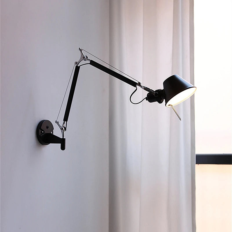 lampe murale articulée moderne noir gris blanc interrupteur fixations minimaliste led eléctrique