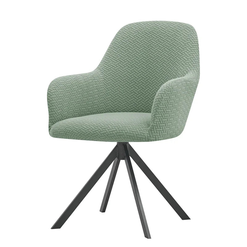 housse fauteuil pivotant jacquard gris moderne élasthanne polyester tringles complète