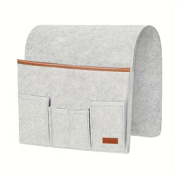 organisateur feutre gris noir accoudoir canapé pochettes rangement télécommandes livres utilitaire