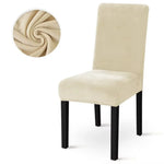 housse chaise velours doux moderne élastique beige gris ajustée chaise mariage banquet