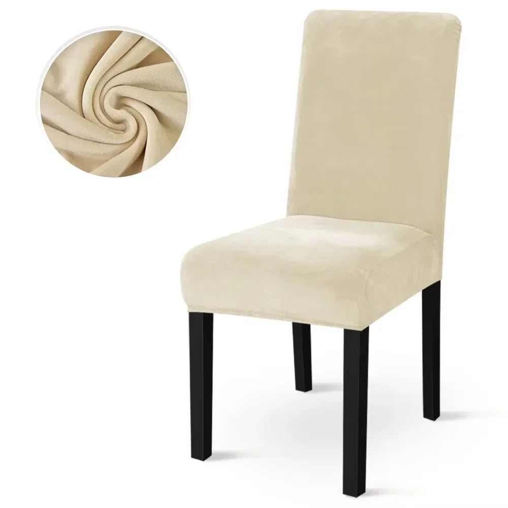 housse chaise velours doux moderne élastique beige gris ajustée chaise mariage banquet