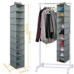 organisateur chaussures suspendu gris non woven polyester pliable moderne 10 compartiments crochets