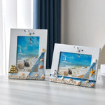 cadre photo marin coquillages voilier plage décoration intérieure bois filets pêche étoiles mer thuyền