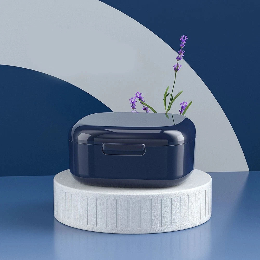 boîte rangement prothèses dentaires moderne bleu noir rose matériau bois réutilisable transparentDimensions non spécifiées