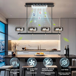 suspension lumineuse moderne noir ventilateur led télécommande contemporaine circulaire translucent chambre restaurant
