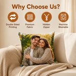 coussin personnalisé photo famille animaux moderne 30x30cm 40x40cm 45x45cm polyester double face déco