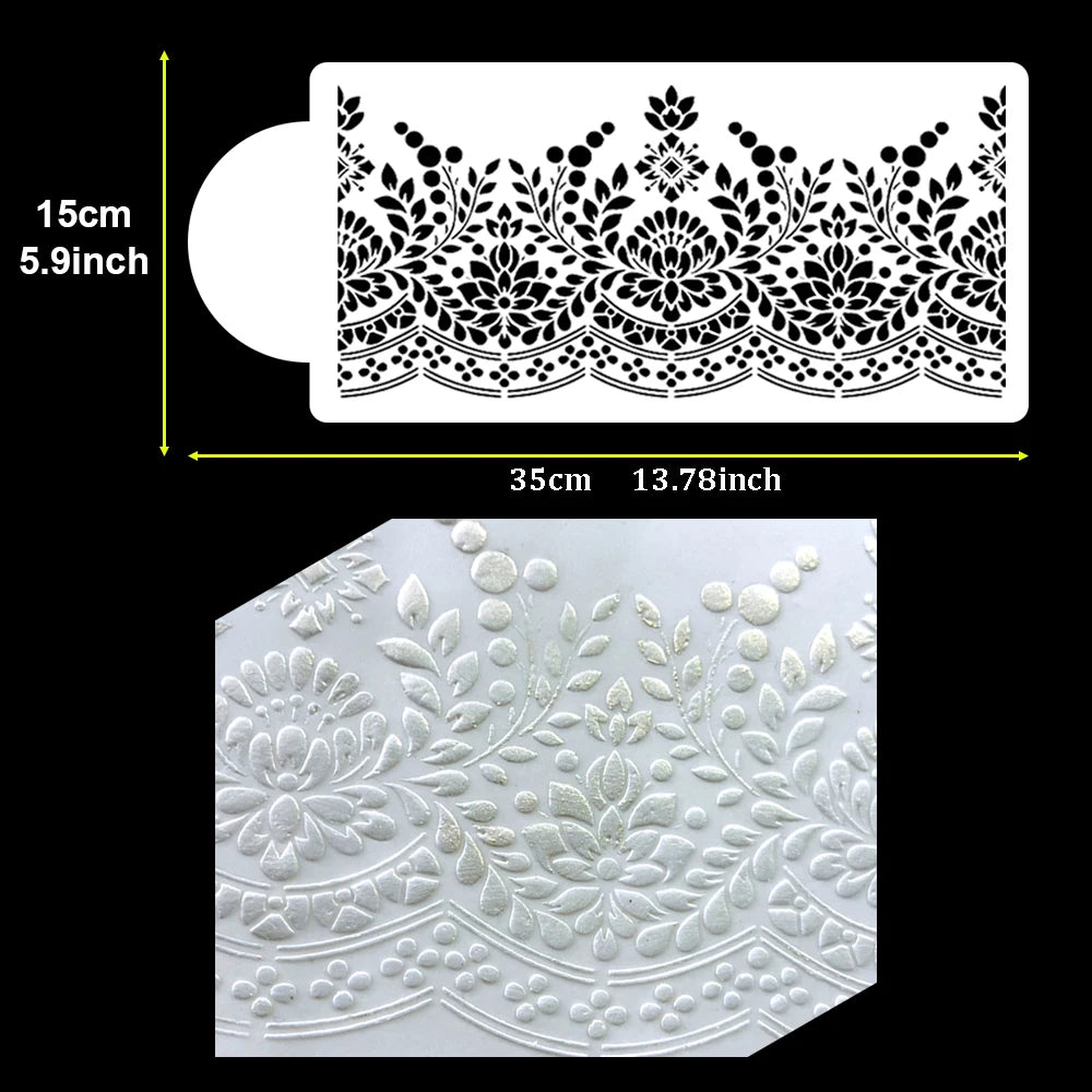 gabarit cuisine blanc floral moderne respectueux environnement outil pâtisserie décoration gâteau fondant mariage anniversaireOpaque