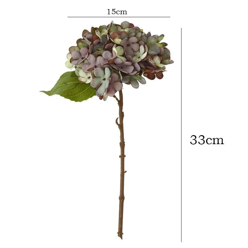 décoration intérieure hortensia artificiel bouquet soie blanc rose vert marron moderne minimaliste
