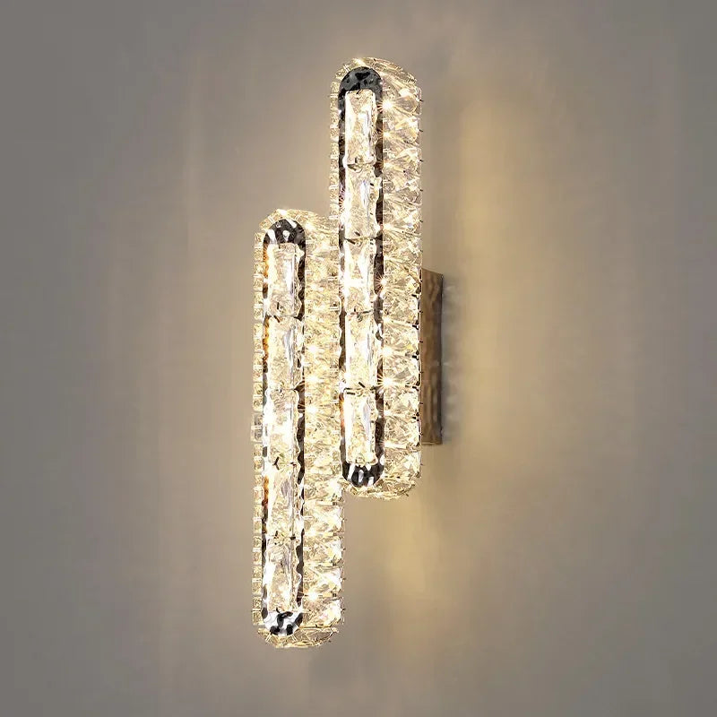 applique murale led transparente dorée texture cristaux moderne 30cm 40cm 46cm