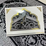 tapis prière islamique géométrique polyester bleu vert gris violet moderne