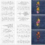feuilles adhésives broderie motifs floraux fleurs feuilles branches classiques différentes couleurs solubles eau bricolage