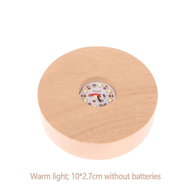 support lumière led plaque bois finition lisse moderne batterie aaa diodes jaunes usb minimaliste