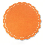 tapis table classique marron gris vert orange rouge guirlande feuilles blanches bordure dentelée 38cm