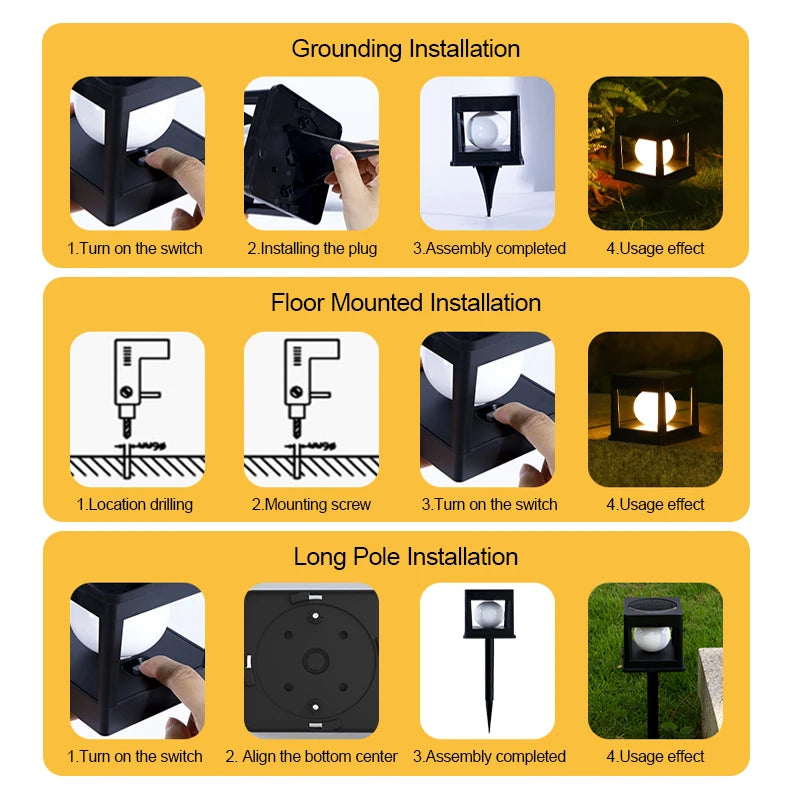lampe solaire contemporaine noire ip65 plaque sol autonome led enterrée extérieure imperméable
