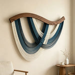 tapisserie murale macramé coton spirales bois moderne abstract salon chambre decoration mur