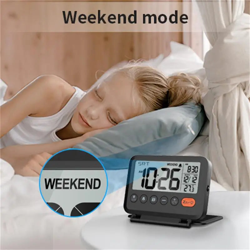 horloge numérique moderne affichage température date sommeil noir lcd led